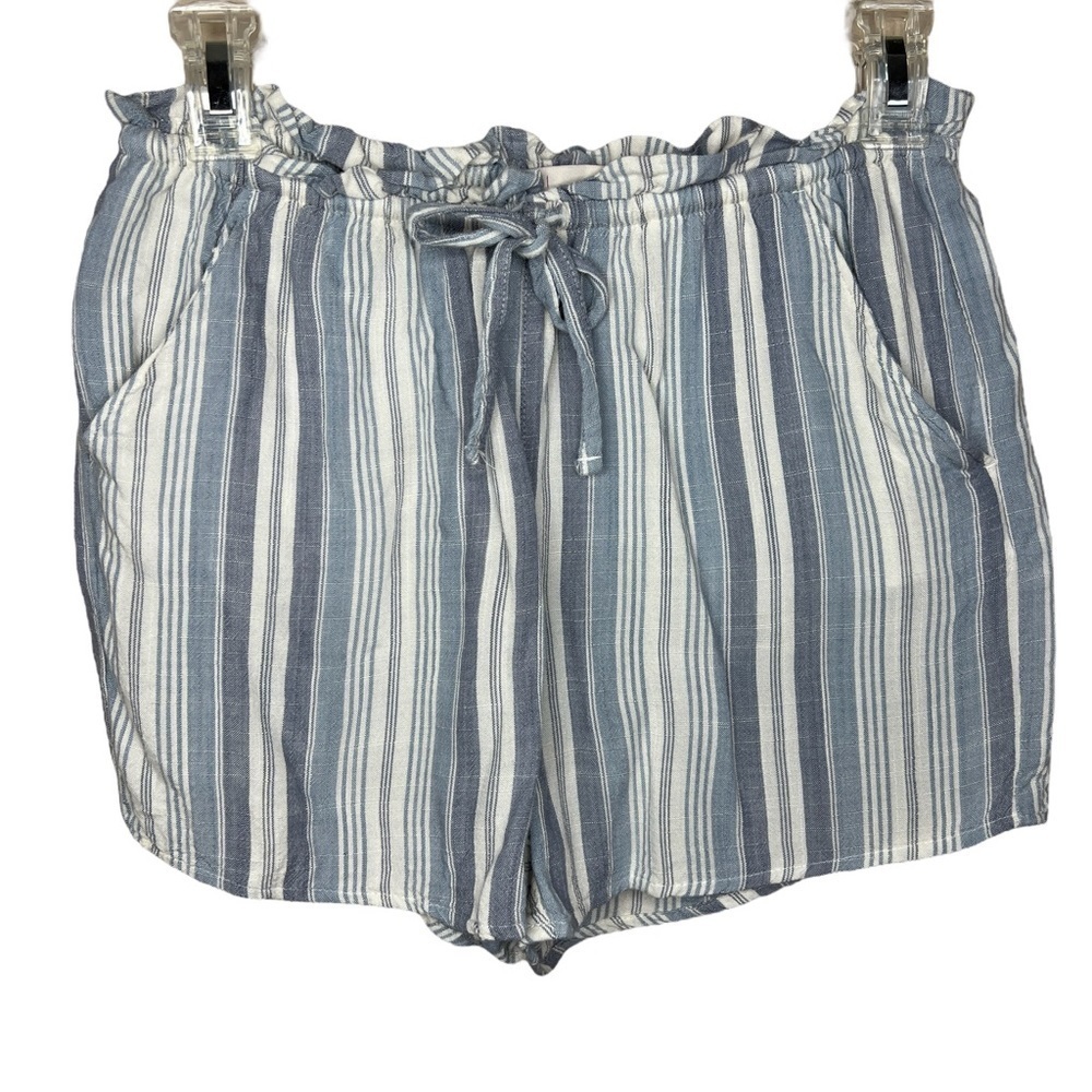 Small SO Brand Blue White Striped Pull On Shorts Elastic Waist Rayon Pockets